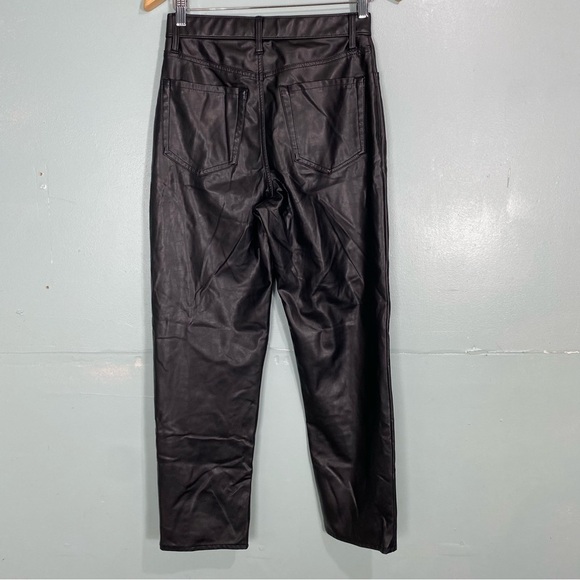 Abercrombie & Fitch The Ankle Straight Ultra High Rise Faux Leather Black 6 Long - Picture 6 of 7